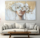 Golden Petal Wall Art - Canvas Print Flower Head Woman