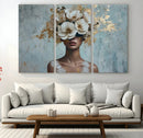 Golden Petal Wall Art - Petal Silhouette Woman Wall Art by MyGreatCanvas | Canvas Wall Art Prints | Photo Prints & Wall Decor