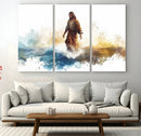 Watercolor Jesus Walking Wall Art Print, Jesus Water Canvas