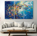 Colorful Swirling Fish School Wall Art Canvas Print |