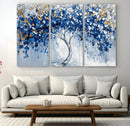 Blue and Gold Abstract Tree Wall Art Canvas Print | Modern