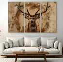 Wood Abstract Deer Wall Art | Rustic Wildlife Canvas Print |