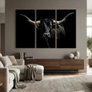 Texas Black Longhorn Bull Wall Art Canvas Print - Western by MyGreatCanvas | Canvas Wall Art Prints | Photo Prints & Wall Decor
