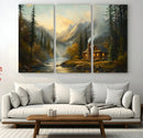 Wood Cabin Retreat Mountain at Sunset Wall Art Print - by MyGreatCanvas | Canvas Wall Art Prints | Photo Prints & Wall Decor