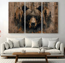 Rustic Grizzly 399 Wall Art | Triptych Canvas Print | Rustic