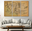 Middle Earth Map Canvas Wall Art – Vintage Fantasy Map