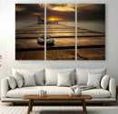 Stones on Wooden Pier at Sunset Canvas Print, Serene Coastal by MyGreatCanvas | Canvas Wall Art Prints | Photo Prints & Wall Decor