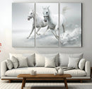 Large Wall Art Canvas Print – Beautiful Running White Horses