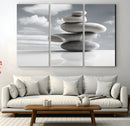 Still Life Black and White Zen Stones Wall Art Canvas,