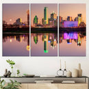 Colorful Dallas City Lights Night Skyline Wall Art Print