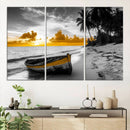 Yellow Rowboat Wall Art – Framed Tropical Shoreline Canvas by MyGreatCanvas | Canvas Wall Art Prints | Photo Prints & Wall Decor