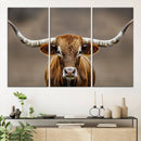 Texas Longhorn Wall Art Canvas Print – Brown Bull Rustic