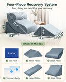 LX5 4-Piece Support for Shoulder & Upper Body Rest, Orthopedic Bed Wedge Pillow Set, Stone Navy
