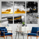 Yellow Rowboat Wall Art – Framed Tropical Shoreline Canvas by MyGreatCanvas | Canvas Wall Art Prints | Photo Prints & Wall Decor