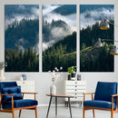 Misty Forest Wall Art Canvas Print – Pine Hills Foggy Trees