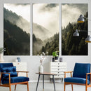 Misty Valley Wall Art Canvas Print – Foggy Forest Pine Trees