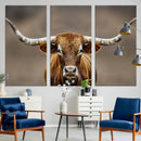 Texas Longhorn Wall Art Canvas Print – Brown Bull Rustic