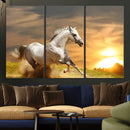 Large Wall Art Galloping White Horse at Sunset Canvas Print
