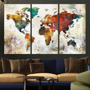 Watercolor World Map Canvas Print – Framed Wall Art for by MyGreatCanvas | Canvas Wall Art Prints | Photo Prints & Wall Decor