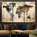 World Map Canvas Print – Detailed Map of the World Wall Art by MyGreatCanvas | Canvas Wall Art Prints | Photo Prints & Wall Decor