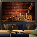 Whiskey and Cigar Wall Art Canvas | 3 Panel Bar Room Decor by MyGreatCanvas | Canvas Wall Art Prints | Photo Prints & Wall Decor
