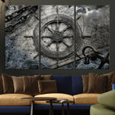 Ship Steering Wheel Vintage Wall Art Canvas Print