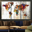 Vintage World Map Canvas Wall Art Print, Warm Tone Global by MyGreatCanvas | Canvas Wall Art Prints | Photo Prints & Wall Decor