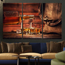 Whiskey and Cigar Canvas Wall Art | 3 Panel Bar Room Decor by MyGreatCanvas | Canvas Wall Art Prints | Photo Prints & Wall Decor