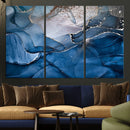 Navy Blue Canvas Art Abstract Print – Elegant Triptych