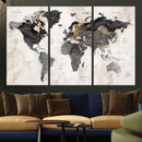Abstract Map Printing - Modern World Map Canvas Wall Art for