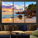 Tropical Island Beach Sunset Canvas Print