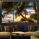 Tropical Island Sunset on the Beach Palms Wall Art Canvas by MyGreatCanvas | Canvas Wall Art Prints | Photo Prints & Wall Decor