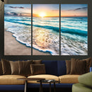 Sunset Beach Waves Canvas Wall Art – 5-Panel Ocean Sunset by MyGreatCanvas | Canvas Wall Art Prints | Photo Prints & Wall Decor