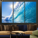 Blue Big Wave Surfing Ocean Canvas Wall Art Artwork Print