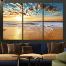Golden Sunset Beach Print Canvas Wall Art, Giclee Canvas