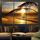 Golden Tropical Beach Sunset Canvas Triptych, Coastal Palm by MyGreatCanvas | Canvas Wall Art Prints | Photo Prints & Wall Decor