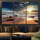 Golden Hour Beach Sunset Canvas Triptych, Ocean Waves and by MyGreatCanvas | Canvas Wall Art Prints | Photo Prints & Wall Decor