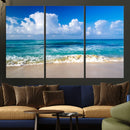 Tropical Beach 3-Panel Canvas Wall Art – Serene Ocean Waves