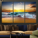 Golden Sunset Ocean Waves Wall Art Canvas Print – Multi
