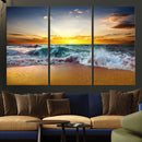Golden Sunset Ocean Waves Wall Art Canvas Print – Multi