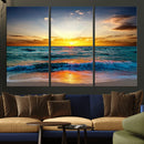 Vibrant Ocean Sunrise Over Golden Beach Waves, Giclee Canvas by MyGreatCanvas | Canvas Wall Art Prints | Photo Prints & Wall Decor