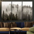 Foggy Mountain Wall Art | 3-Panel Foggy Forest and Mountain