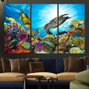 Aquatic Life Sea Turtles Fish Wall Art Canvas Print