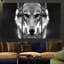 Black and White Wild Wolf Wall Art Canvas Print