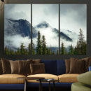 Mountain Mist Canvas Wall Art Print | 3-Panel Foggy Forest