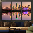 Colorful Dallas City Lights Night Skyline Wall Art Print