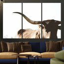 Texas Longhorn Wall Art Canvas Print | 3-Panel Large by MyGreatCanvas | Canvas Wall Art Prints | Photo Prints & Wall Decor