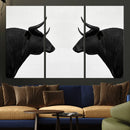 Spanish Bull Art - Framed Black and White Bull Canvas Print