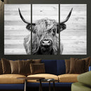 Scottish Highland Cow Cattle Art Print on Wood Background by MyGreatCanvas | Canvas Wall Art Prints | Photo Prints & Wall Decor
