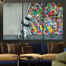 Banksy Colorful Street Graffiti Canvas Wall Art Print, by MyGreatCanvas | Canvas Wall Art Prints | Photo Prints & Wall Decor